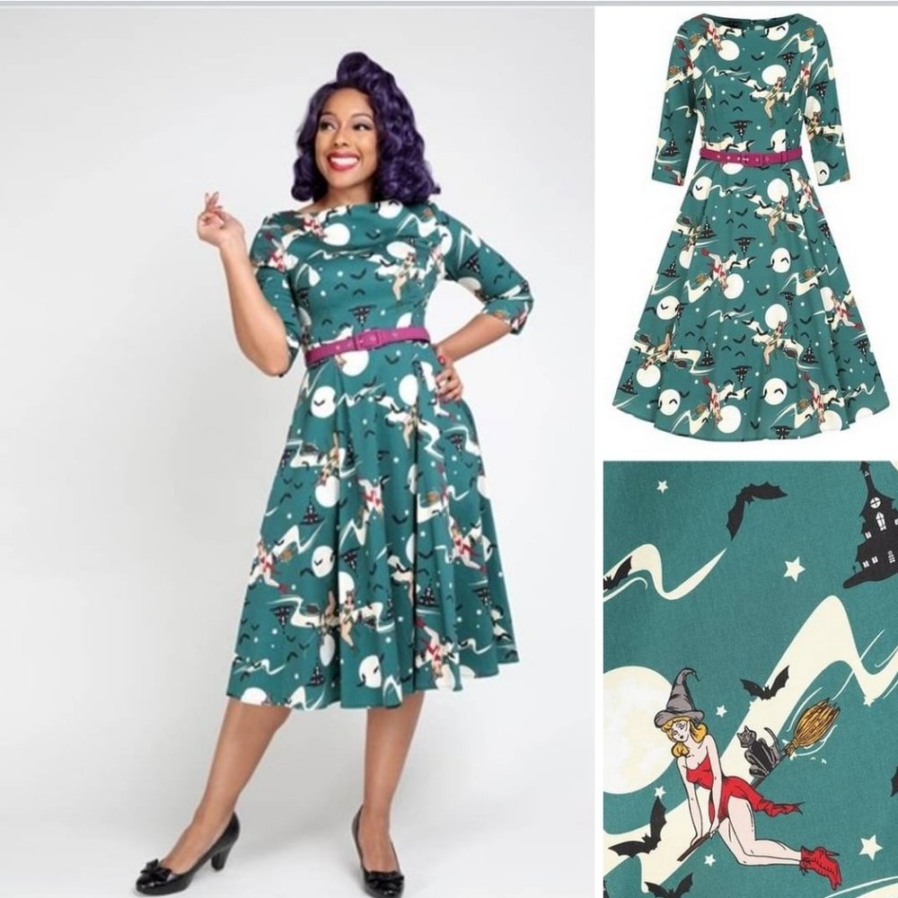 NWT Collectif Suzanne Witches Swing Dress - Size UK22